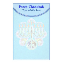 Earth Peace Menorah Blue Chanukah Stationery stationery