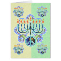 Earth Peace Menorah Chanukah Cards cards