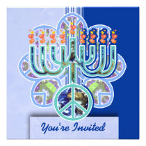 Earth Peace Menorah Invitations invitations