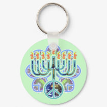 Earth Peace Menorah Keychain