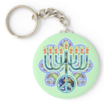 Earth Peace Menorah Keychain