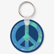 Earth Peace Sign Keychain by teeboutique Earth Peace Sign Keychain