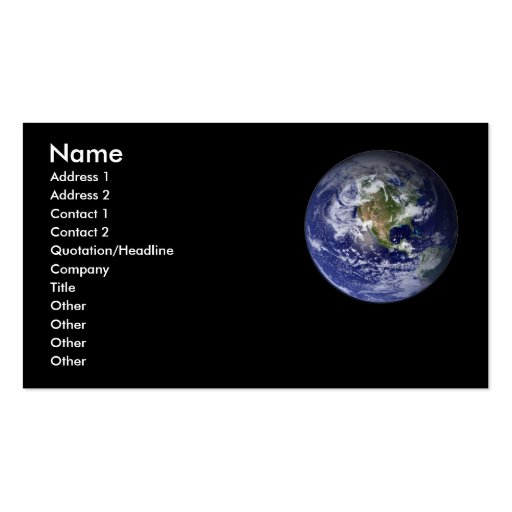 Earth Profile card - Business Card. (front side)