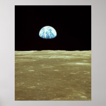 Earth rising over Moon Posters