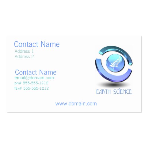 Earth Science Business Card (front side)