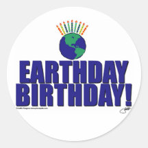 Earthday Birthday Round Stickers