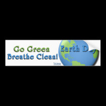EarthDay: Go Green, Breathe Clean! bumper stickers
