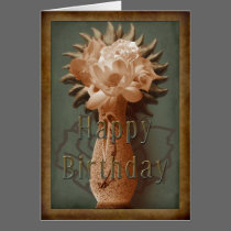 Earthen Floral Vase - Happy Birthday cards