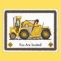 Earthmover Construction  Kids Party Invitation invitations