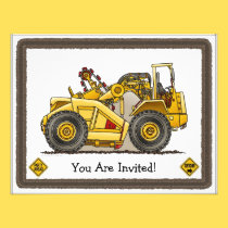 Earthmover Scraper Kids Party Invitation invitations