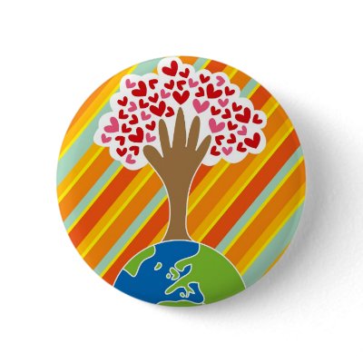 Earth's Hand and Tree of Love Button by fat_fa_tin