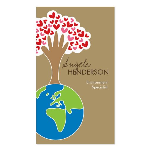 Earth's Hand & Love Tree Custom Profile Card / Business Card Templates (front side)