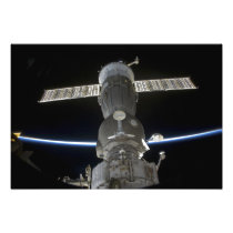 Earth's limb intersects a Soyuz spacecraft