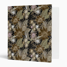 Earthtone Tropical Flowers, Leaves & Butterflies 3 Ring Binder