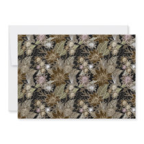 Earthtone Tropical Flowers, Leaves & Butterflies Personalized Invitations