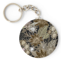 Earthtone Tropical Flowers, Leaves & Butterflies Keychain