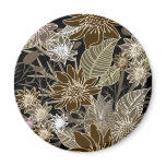 Earthtone Tropical Flowers, Leaves & Butterflies Fridge Magnet