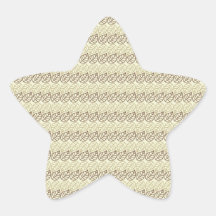 Earthy Brown and Linen Leaf Pattern Star Sticker