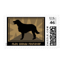 Earthy Flat Coated Retriever Postage Stamps