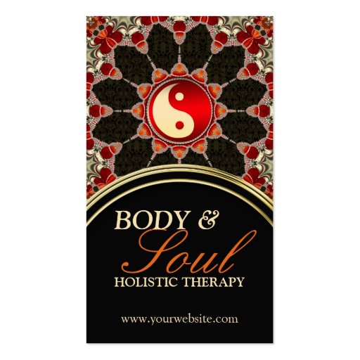 Earthy Flower New Age YinYang Business Card (front side)
