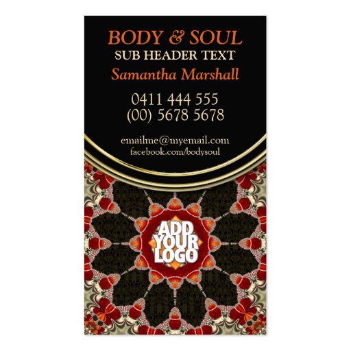 Earthy Flower New Age YinYang Business Card (back side)