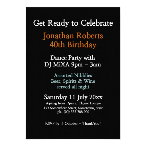 Earthy Pinstripes Vaudeville Birthday Party Custom Invitations