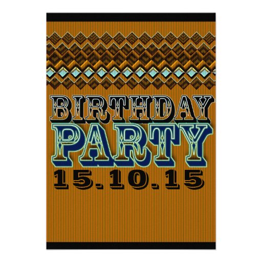 Earthy Pinstripes Vaudeville Birthday Party Custom Invitations