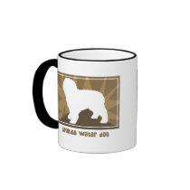Earthy Spanish Water Dog mugs by MenagerieMayhem Earthy Spanish Water Dog mugs