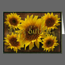 Earthy Sunflowers Happy Birthday cards