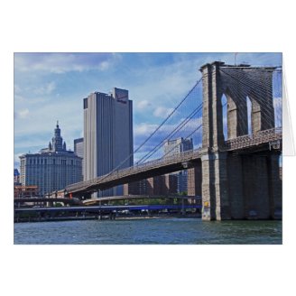 East River: Brooklyn Bridge & Municipal Building Greeting Card
