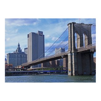 East River: Brooklyn Bridge & Municipal Building Posters
