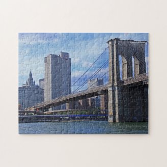 East River: Brooklyn Bridge & Municipal Building Jigsaw Puzzles