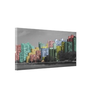 East River Skyline  Half-tone Panorama Canvas