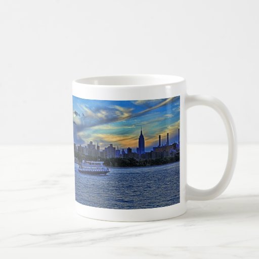 East River View of Sunset Over the NYC Skyline Mugs