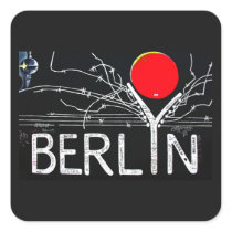 East Side Gallery, Berlin Wall, Barbed Wire/Red Su Square Sticker