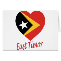 East Timor Flag Heart cards