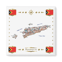 East Timor Flag + Map Magnet