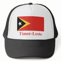 East Timor Flag with Name in Portuguese hats