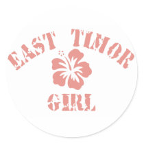 East Timor Pink Girl Round Stickers