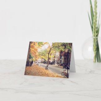 'East Village Street in Autumn' Blank Note Card card