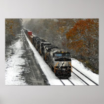 Eastbound Stack Train in Snow Print
