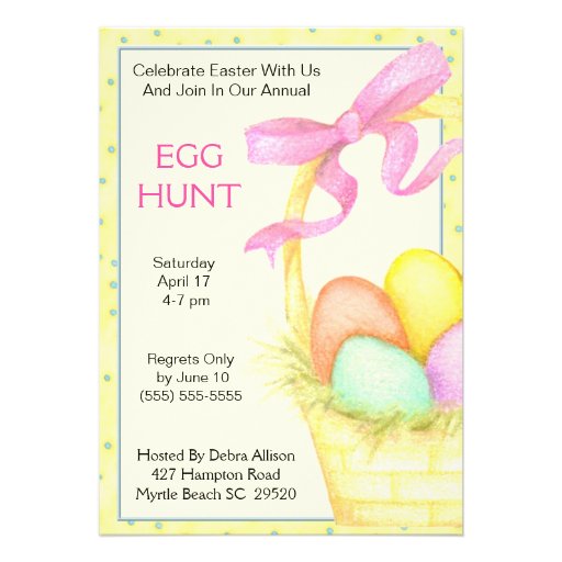 Easter Basket Egg Hunt Invitation (front side)