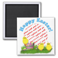 Easter Basket with Baby Chicks Photo Frame 2 Inch Square Magnet