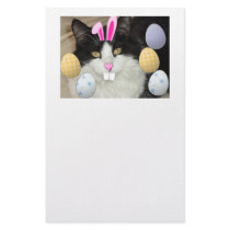Easter Black and White Cat Personalized Stationery
