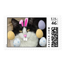 Easter Black and White Kitty Cat Postage Stamps