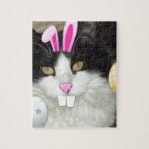 Easter Black and White Kitty Cat Puzzle