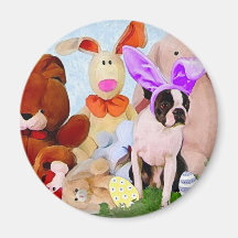 Easter Boston Bunnies Refrigerator Magnets