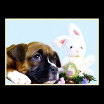 Easter boxer puppy poster posters