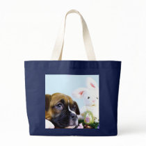 Easter boxer puppy tote bag