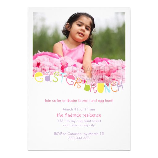 Easter Brunch Kids Photo Easter Party Colorful Custom Announcements (front side)